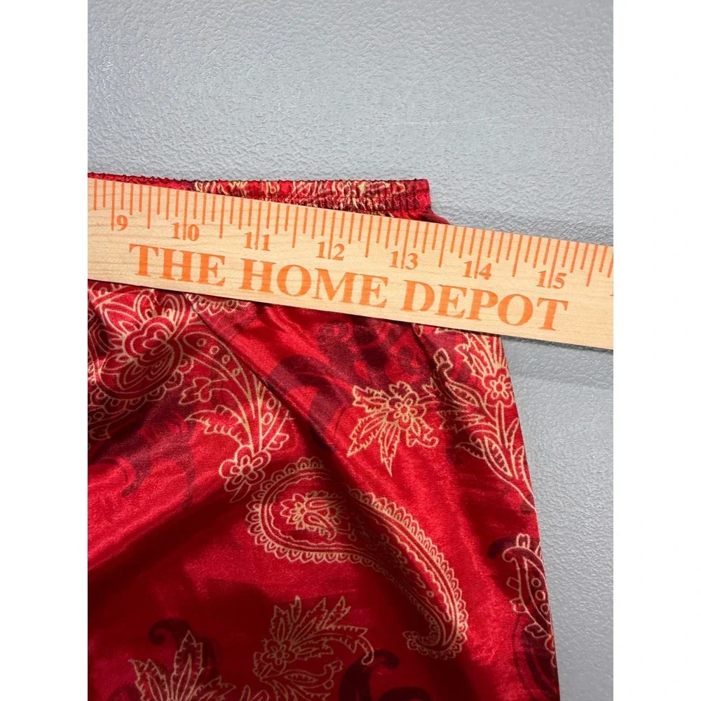 Morgan Taylor Intimates Red Paisley Satin Pajama Set Women Small Long Sleeve 2Pc